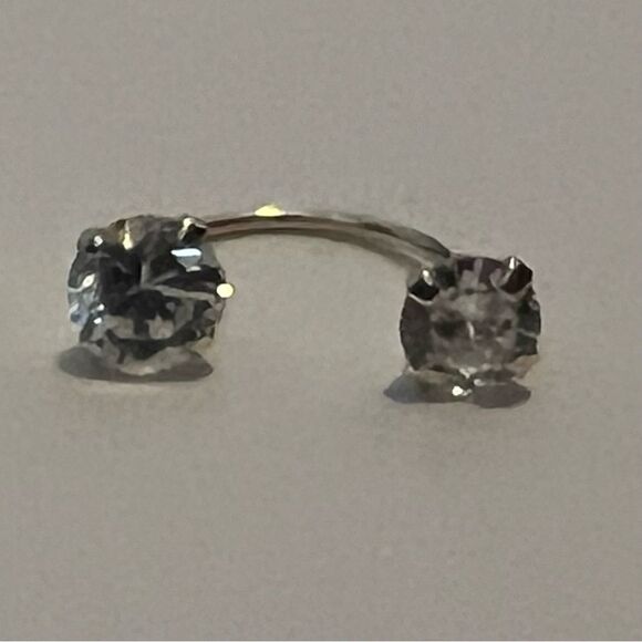 14k solid gold CZ Screw Front earrings | Telephonic Earrings | Birthday Gift | - Picture 3 of 10